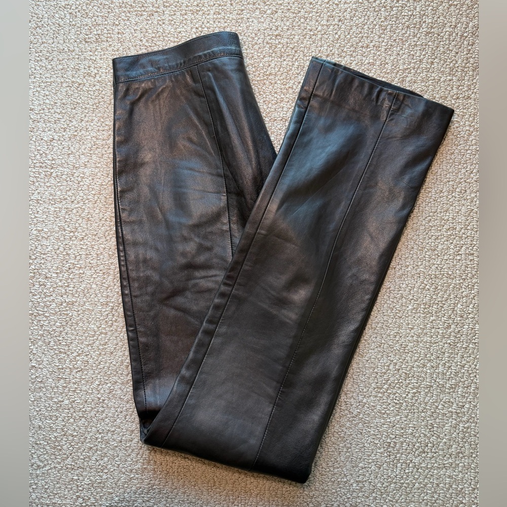 Vintage Ralph Lauren Black Label 100% Leather Black Pants Sz 6